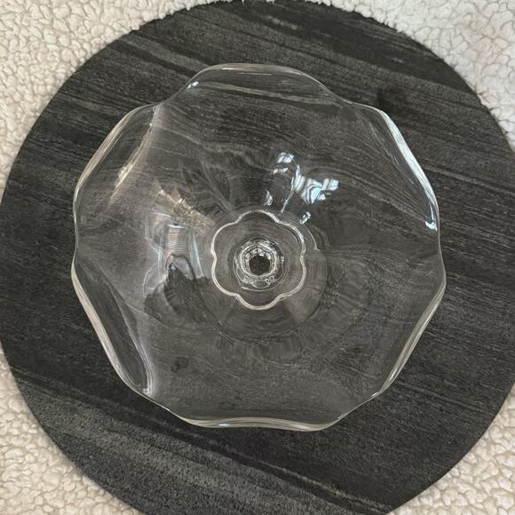 VTG Mid Century Duncan & Miller Canterbury Crimped Compote Clear Glass 7" EUC - Picture 2 of 5